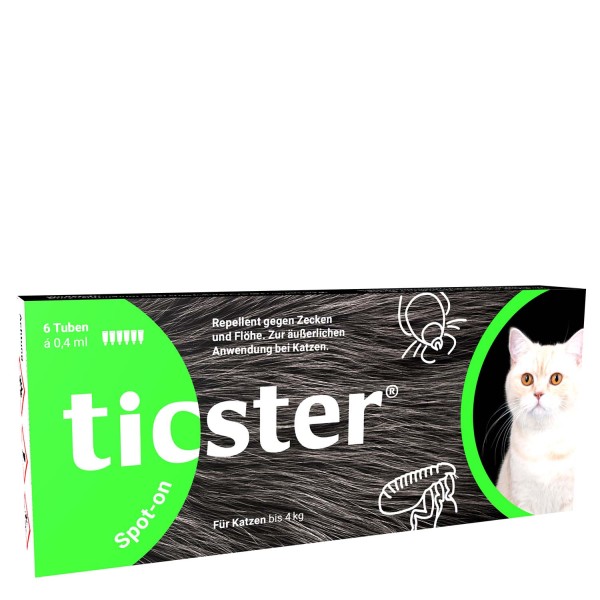 TICSTER Spot-on Lösung für Katzen bis 4 kg 6 x 0,4 ml MHD 01.01.2024
