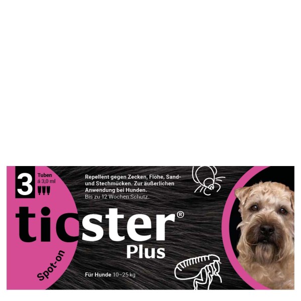 TICSTER Plus Spot-on Lösung für Hunde 10 - 25 kg 3 x 3,0 ml MHD 01.01.2024