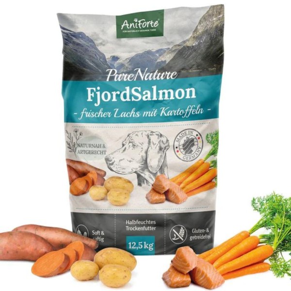 AniForte Trockenfutter FjordSalmon- frischer Lachs mit Kartoffeln für Hunde 12,5kg